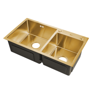 FREGADERO FRE.01.05 DOBLE TINA DORADO ACERO INOX S/TOPE 82X45X22 BARI