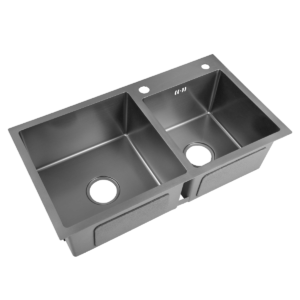 FREGADERO FRE.01.04 DOBLE TINA NEGRO ACERO INOX S/TOPE BARI